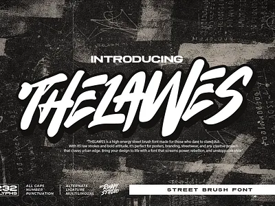 Thelawes – Bold Street Brush Font Design album cover font bold brush font brush font lovers brush script font font font for apparel font of the day graffiti typeface grunge typography ronny studio fonts skate and destroy font skateboard design skater culture design street brush font street style design streetwear font typography for rebels underground font urban font urban lettering