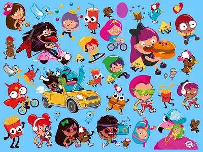 Junior kids menu – Fast food packaging character design cartoon character design characters children cute fast food illustration kids kids menu packaging vector