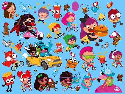 Junior kids menu – Fast food packaging character design