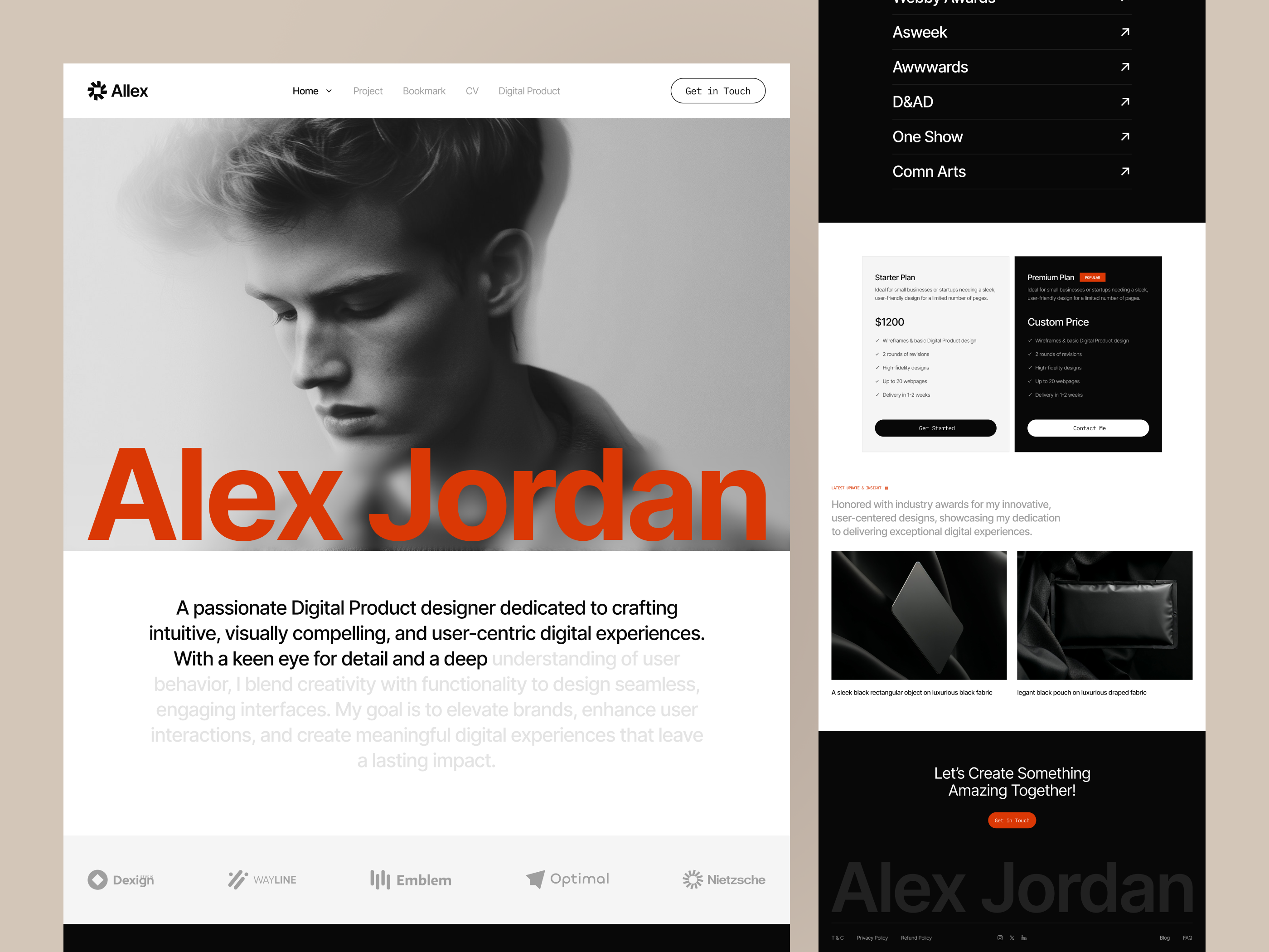 Personal Portfolio Website UI UX Design for Creatives