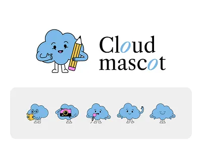 Cloud Mascot for a Mood Tracking App app character cloud color colorful cute design emotional expressive illustration mascot mood system vector