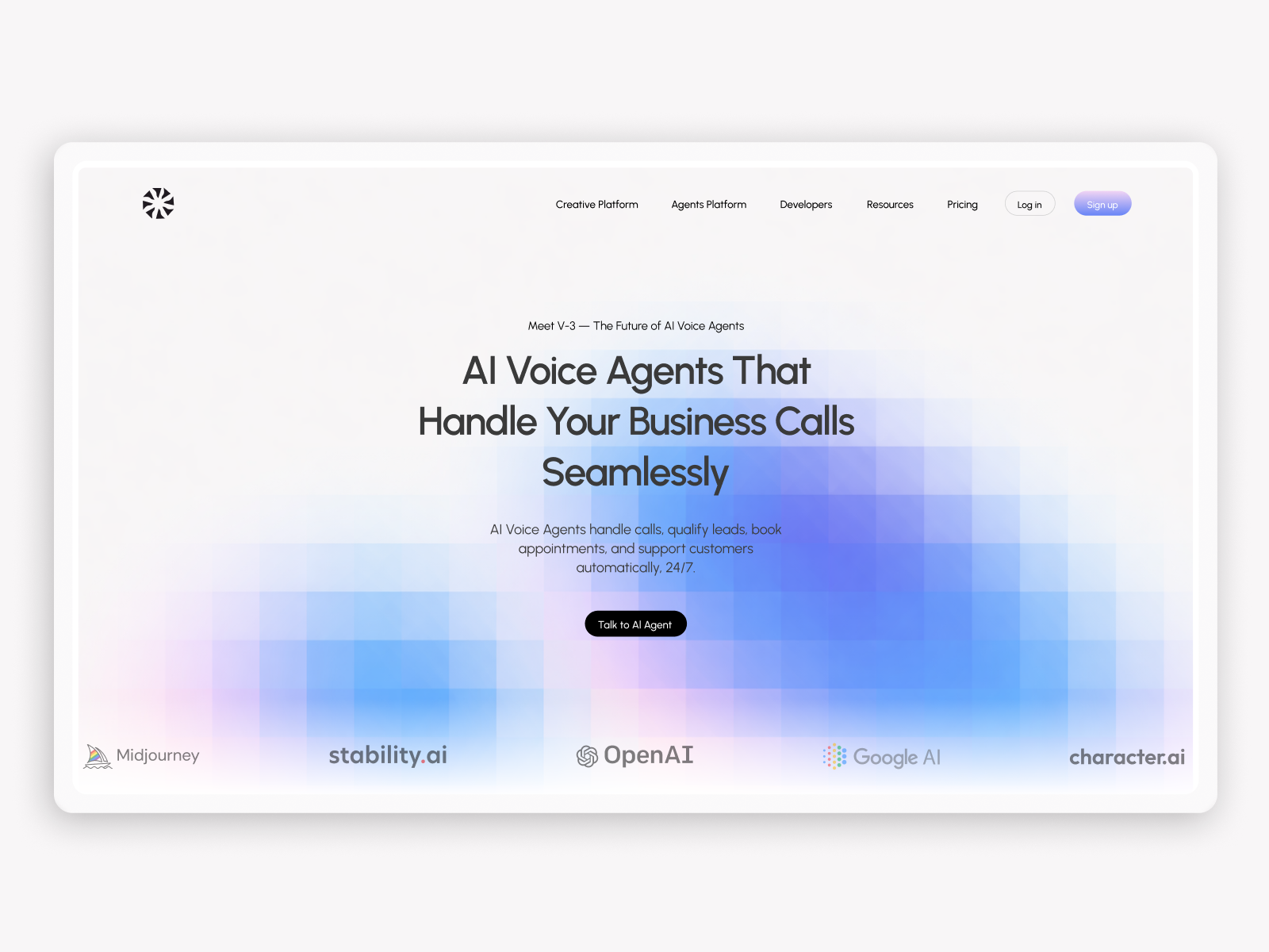 AI Voice Agents SaaS – Modern Call Automation Landing Page ai call automation ai customer service ai landing page ai saas ai saas landing page ai voice agent ai voice agents ai voice assistant b2b saas call center automation call center voice agent customer support saas figma gradient ui landing page design saas landing page voice agent voice ai web app ui website design