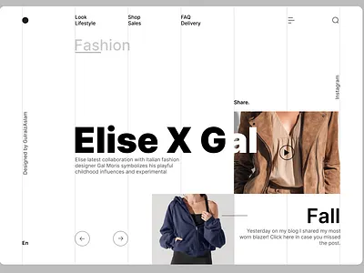 Minimal Fashion Editorial Web UI – Elise X Gal 3d animation branding creativedirection designinspiration editorialdesign fashionwebsite figmadesign graphic design landingpage logo minimaldesign modernui motion graphics ui uiux uxdesign webdesign websiteconcept