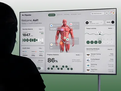 Fitpulse — Health Tracking Dashboard Light Version appdesign dashboarddesign datavisualization digitaldesign dribbbledesign fitnessapp gym gym app gymdashboard healthdashboard healthtracking interactiondesign mobileappdesign nukta nuktasolutions productdesign saasdesign uiuxdesign uxdesign webappdesign