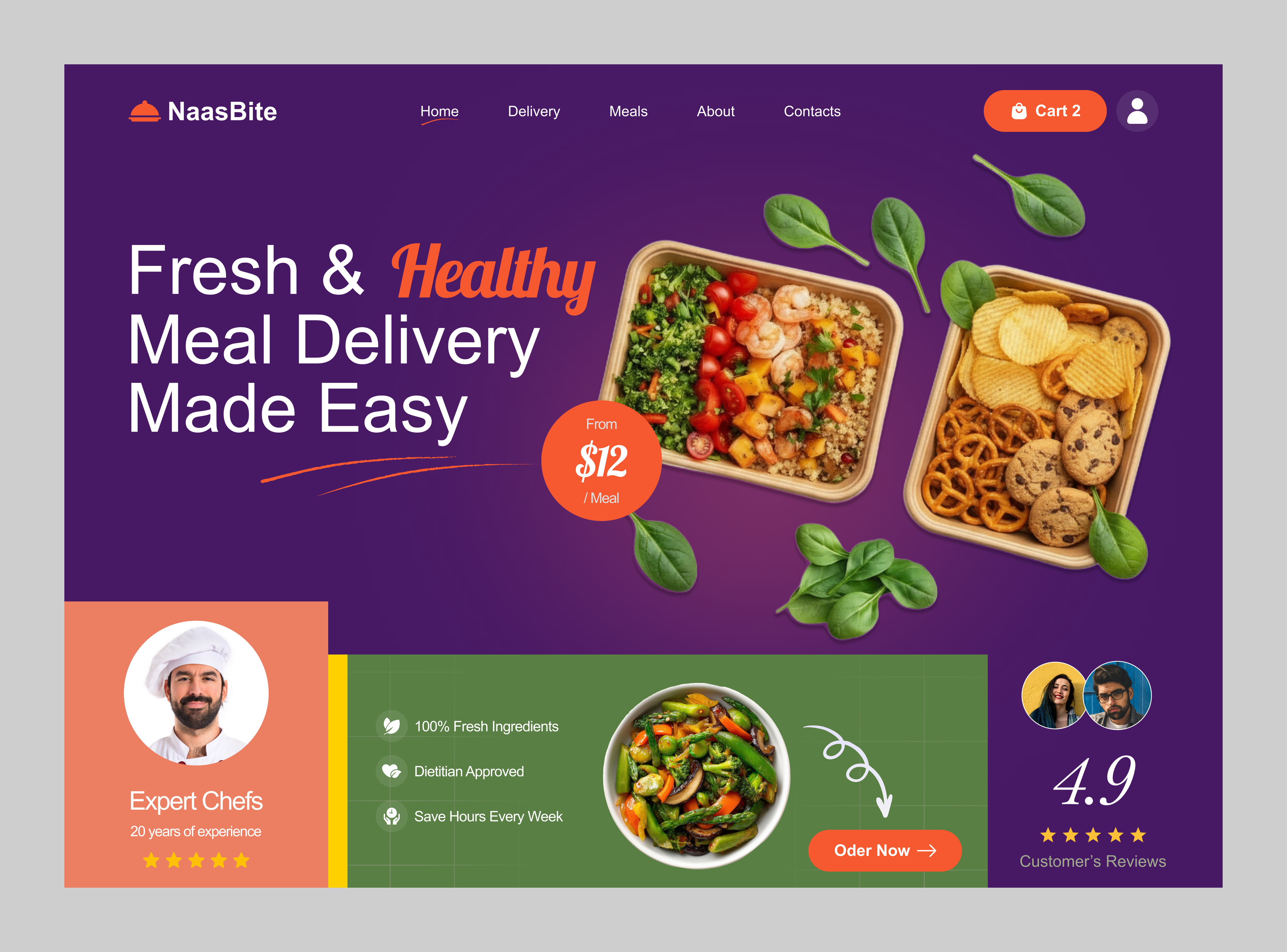 Fresh & Healthy Meal Delivery Landing Page UI