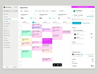 Schedulo — Appointment Summary in SaaS Booking Management ai appointment booking business calendar customer dashboard marketing payment product design saas saas design schedule services staff management ui ux web app web builder web design