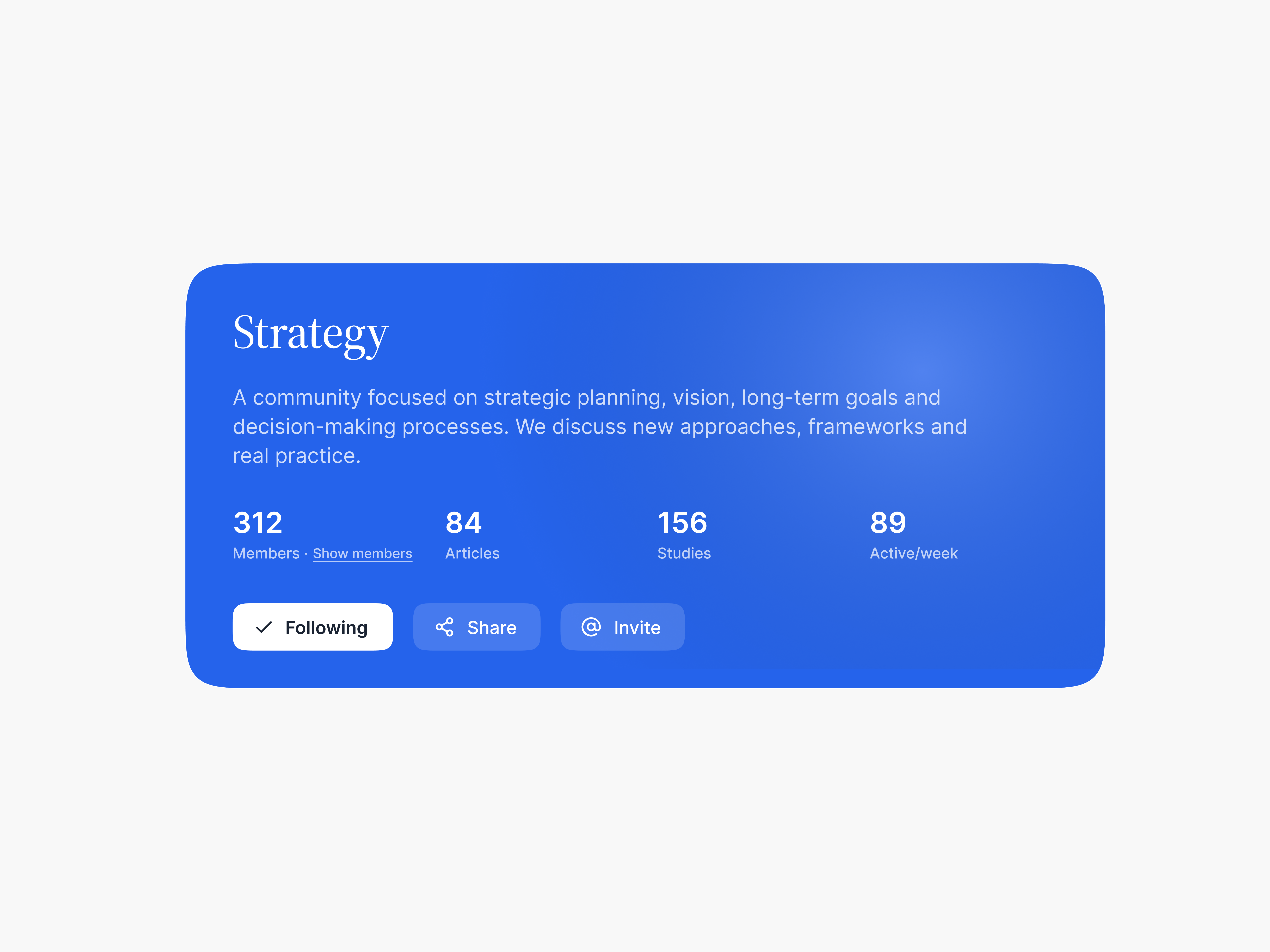 Discussion forum card