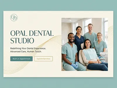 Opal Dental Studio, Modern Healthcare Landing Page Design. branding clean design dental website figma design healthcare design landing page modern ui ui design ui inspiration ux design web design website design