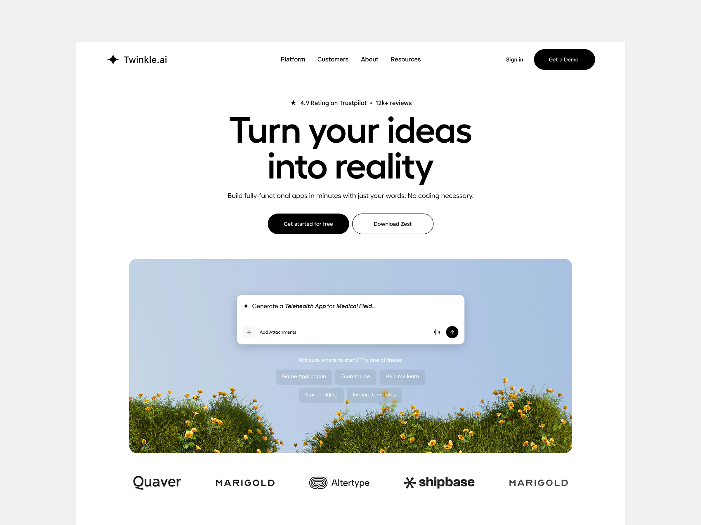 Example of Ai Landing Page For Product