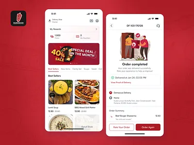 Damascus Food Delivery App with a Loyalty System (2025) app redesign case study food delivery food delivery app food tech kuala lumpur malaysia mobile app product design rewards system ui ui design ux ux design