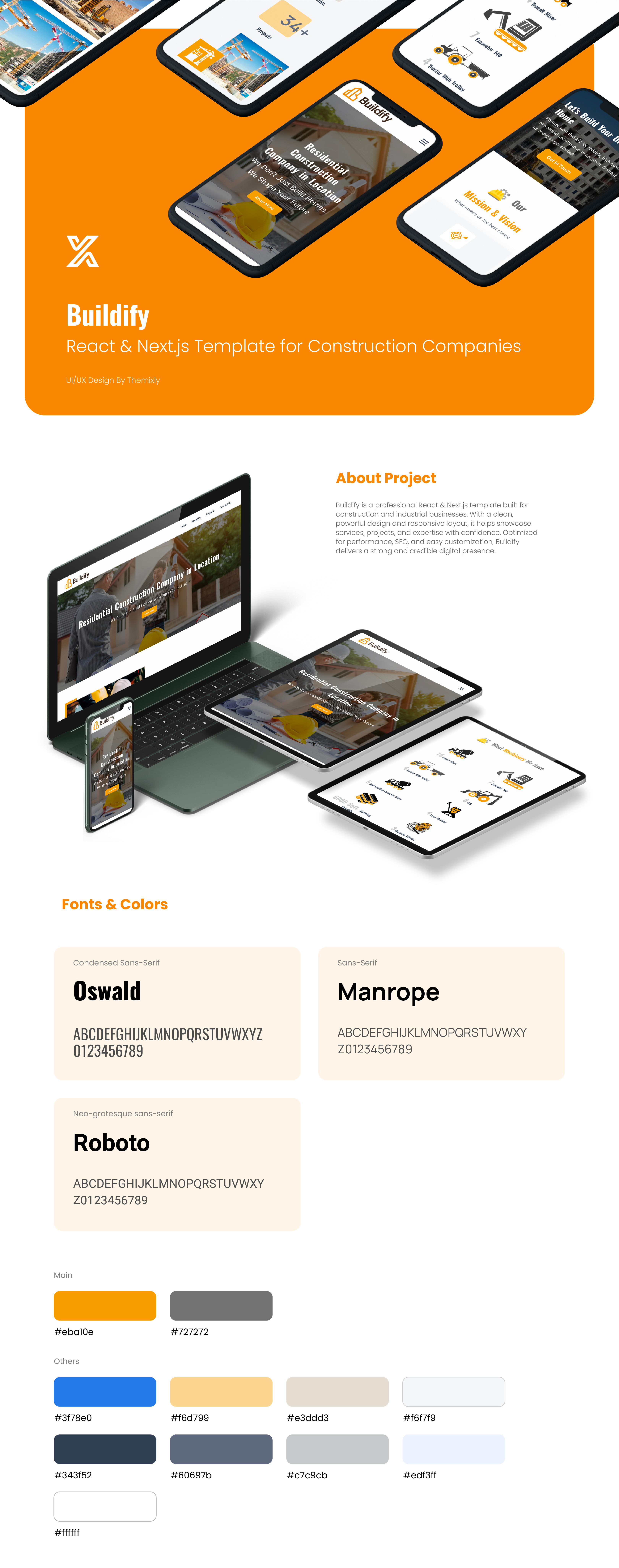 Buildify – Construction Company React & Next.js Template construction website modern ui react templates themixly ui design uidesign webdesign website design