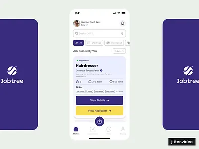 JobTree — A Hyperlocal Salon Hiring App job portal salon jobs ui