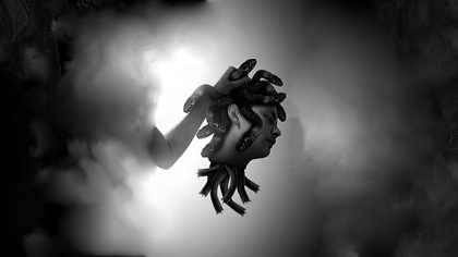REINTERPRETATION OF PERSEUS HOLDING MEDUSA'S HEAD.