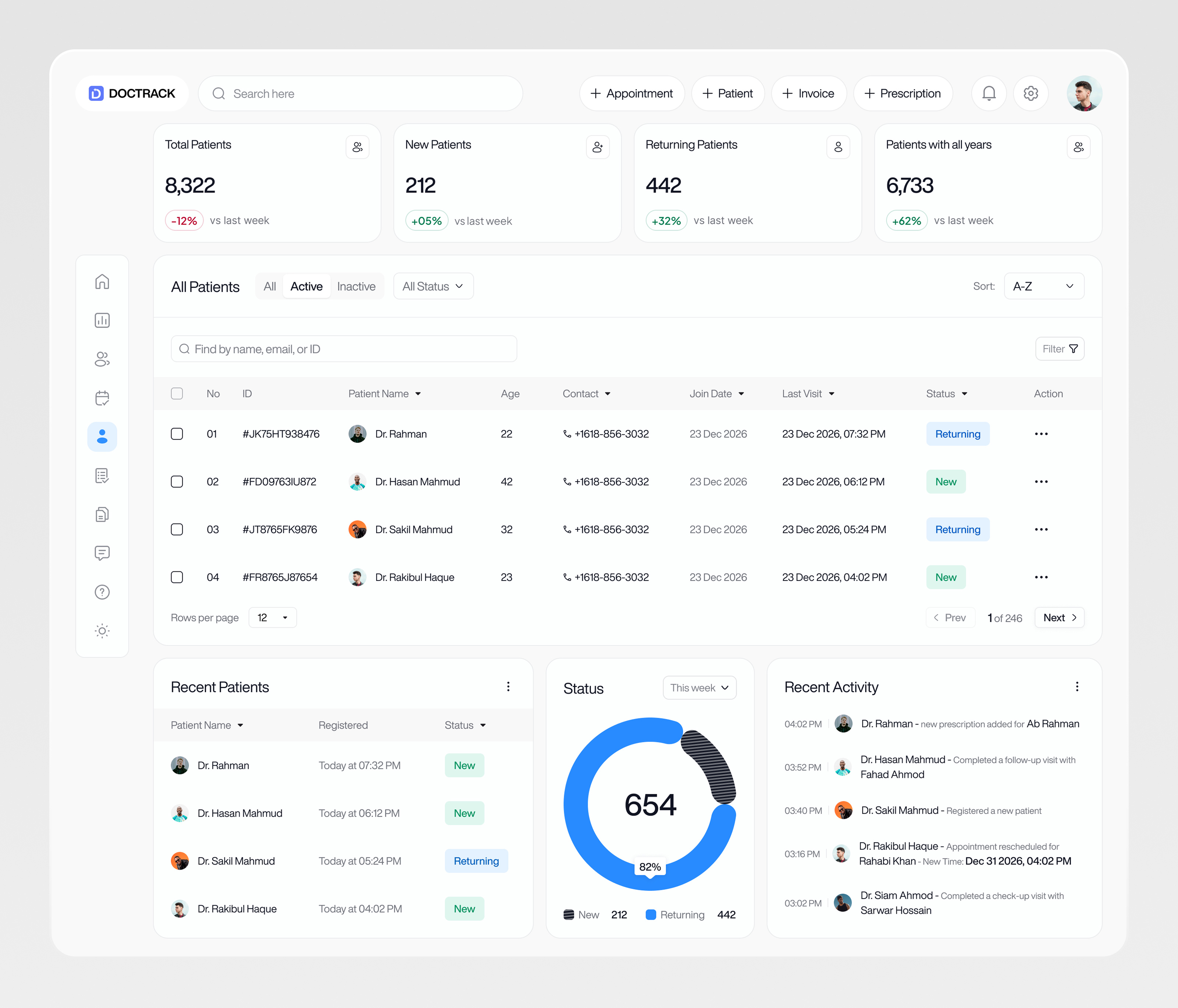 Hospital Patient Management Screen admin dashboard ai healthtech ai project clinic dashboard doctor doctor and patient management health health ai healthcare healthtech hospital hospital management patient saas telehealth
