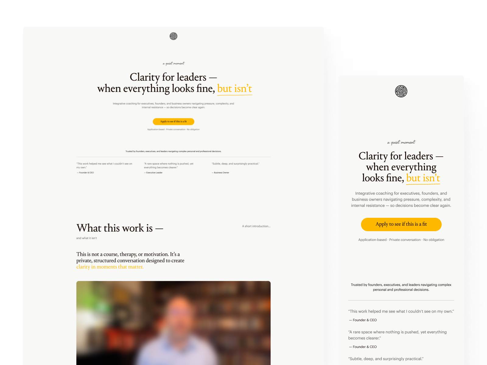 Executive Coaching Landing Page - Designed for Trust