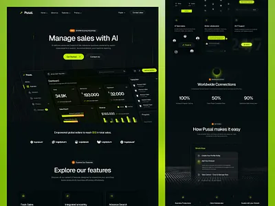 Pusal. Sale Management Website ai ai saas b2b landing page saas saas template saas website sale management software startups web web design webflow template website