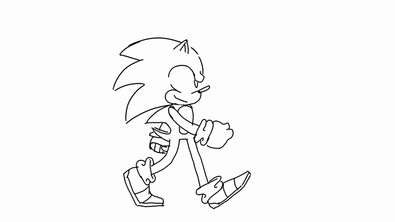 sonic walk cycle 2d animation rough