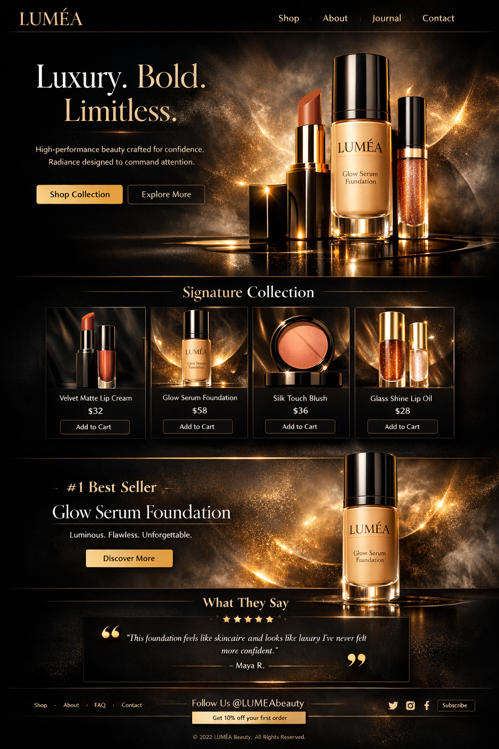 LUMEA Cosmetics| Landing Page design