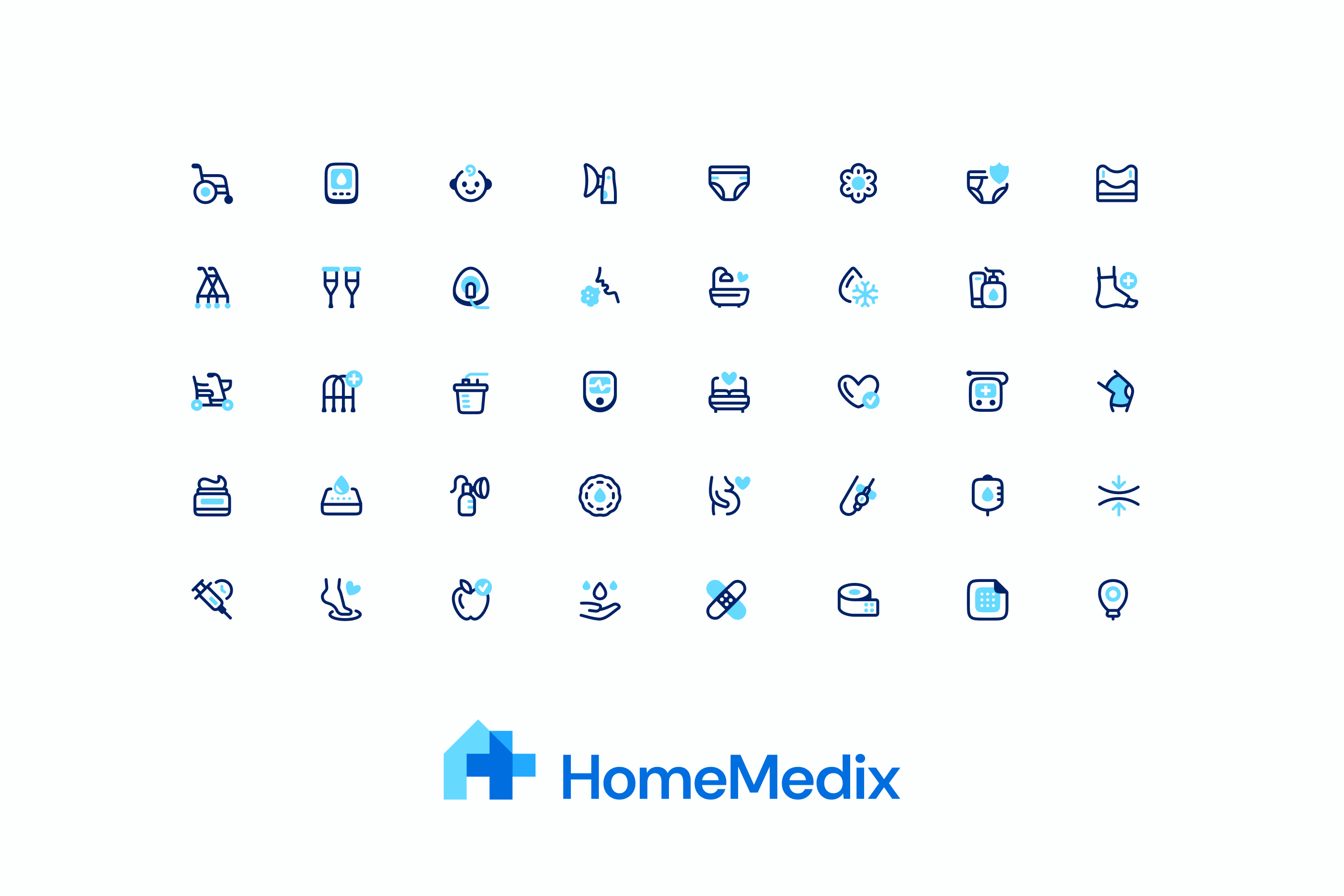 HomeMedix Icon Set bed care cream flexible foot healthy heart home hospital icon icon designer icon set icons illustration ios medical medicine ui urgentl wheelchair