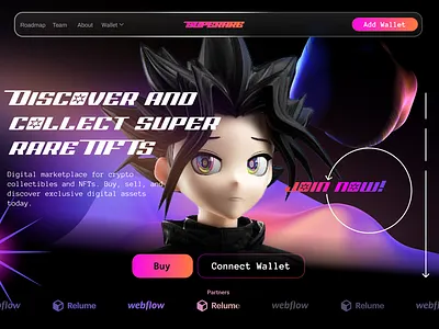 NFT Website in Figma and Webflow branding design figma graphic design logo ui ux vector