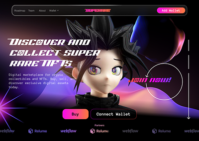 NFT Website in Figma and Webflow branding design figma graphic design logo ui ux vector
