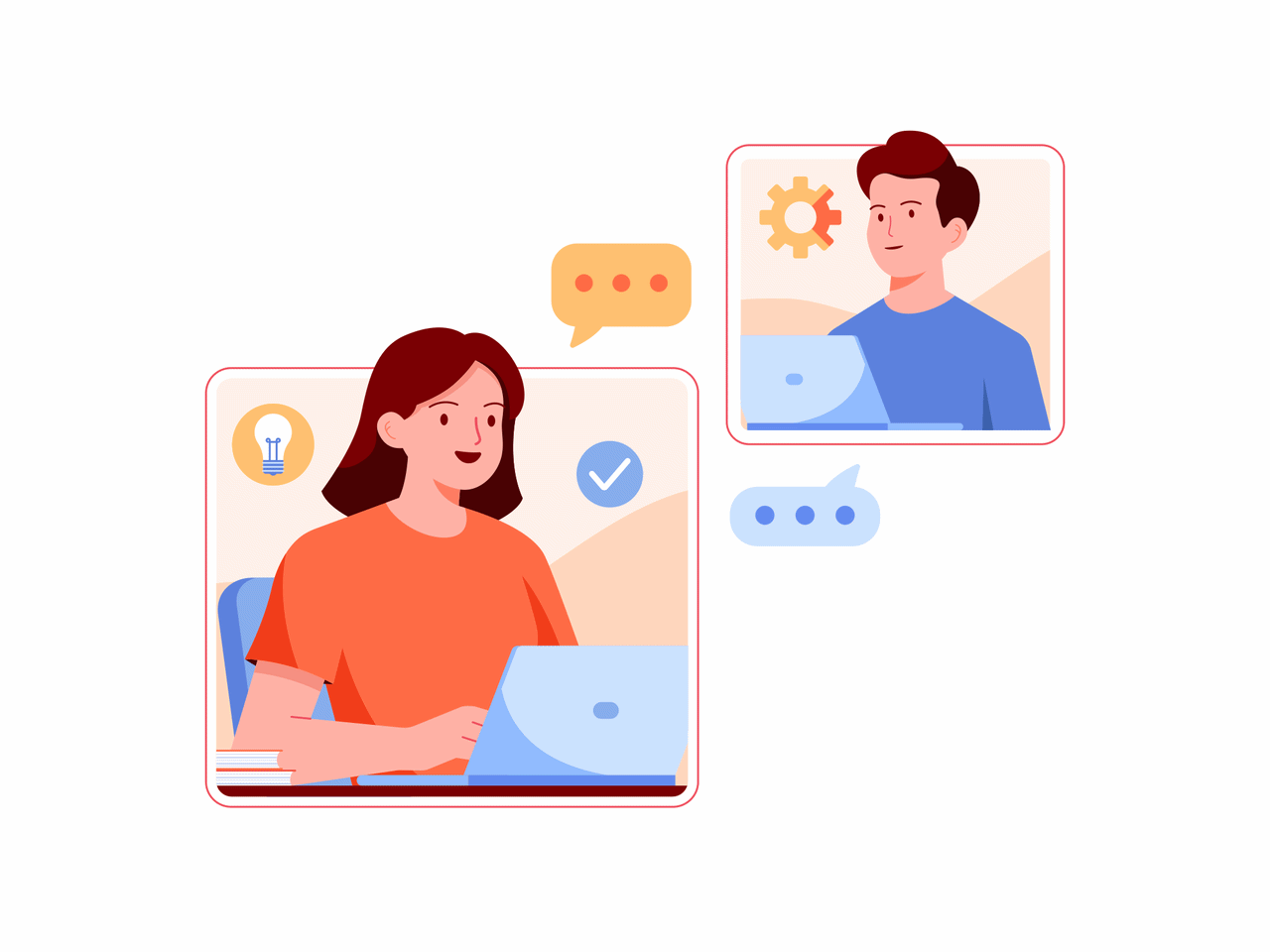 Remote Work Collaboration Animation animated illustration animation character design collaboration creative illustration digital workspace explainer animation flat illustration modern design motion graphics online communication productivity remote work saas startup teamwork tech design ui inspired virtual meeting work from home