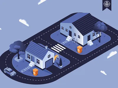 Isometric Houses Illustration architecture branding design editorial flat house illustration isometric landscape neighbourhood system vector illustration web website