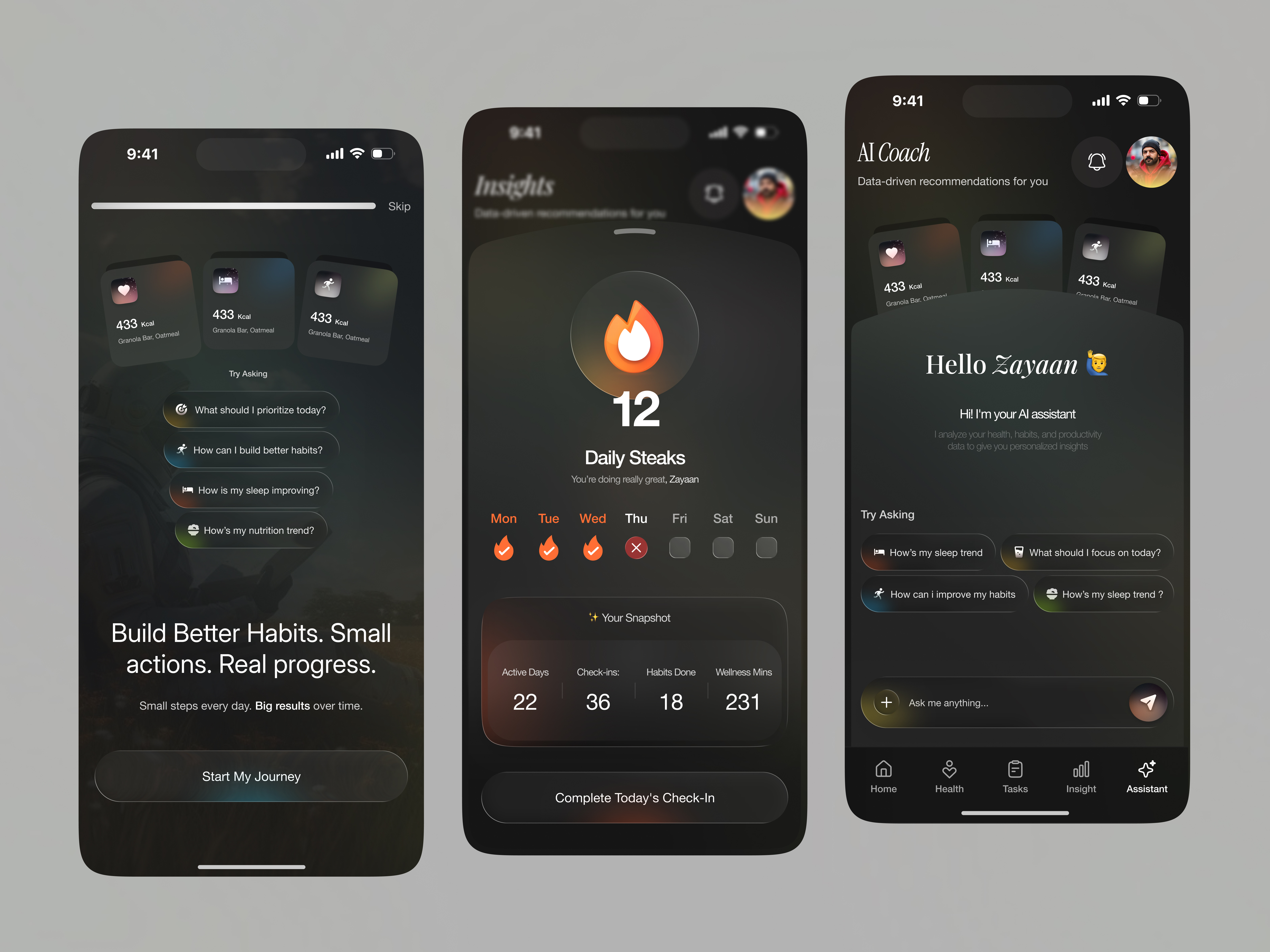 Example of Ai Habit & Productivity Mobile App UI/UX
