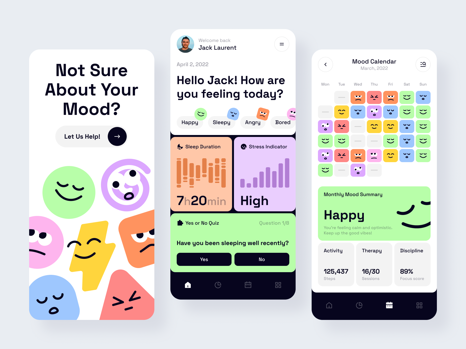 Healthcare & Medicine App by Alex Pavlov analytics dashboard data visualization emotion tracking habit tracker health dashboard health statistics health tracking healthcare app medical app meditation app mental health app mobile app design mood tracker psychology app self care app telehealth app therapy app ui design ux design wellness app