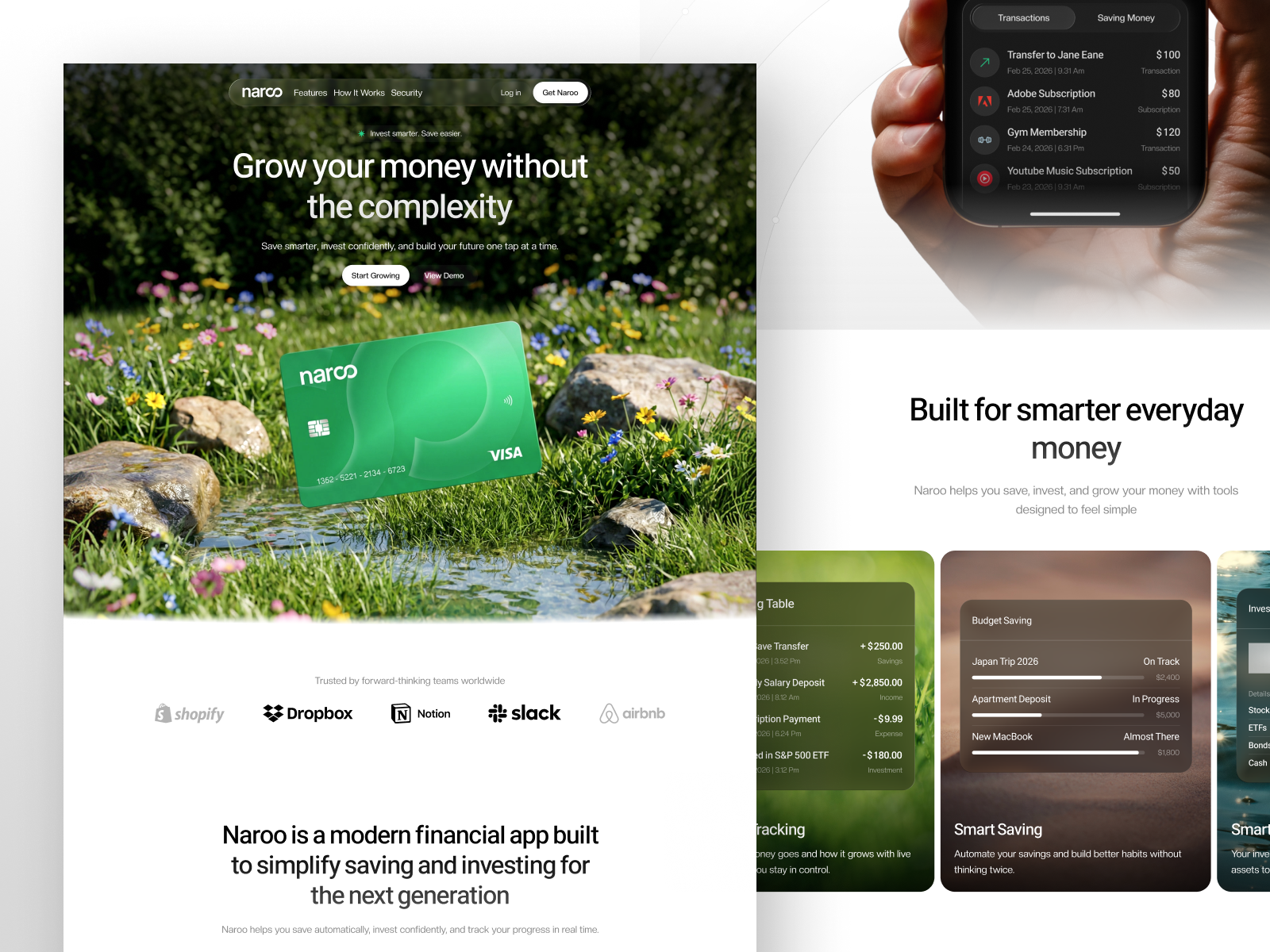 Naroo - Fintech App Landing Page