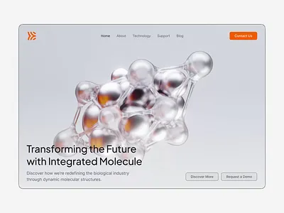 Biotechnology Landing Page 3d 3d animation abstract biology biotech biotechnology branding btech genetic hero design hero section molecule nature science sciencetist ui design web design website