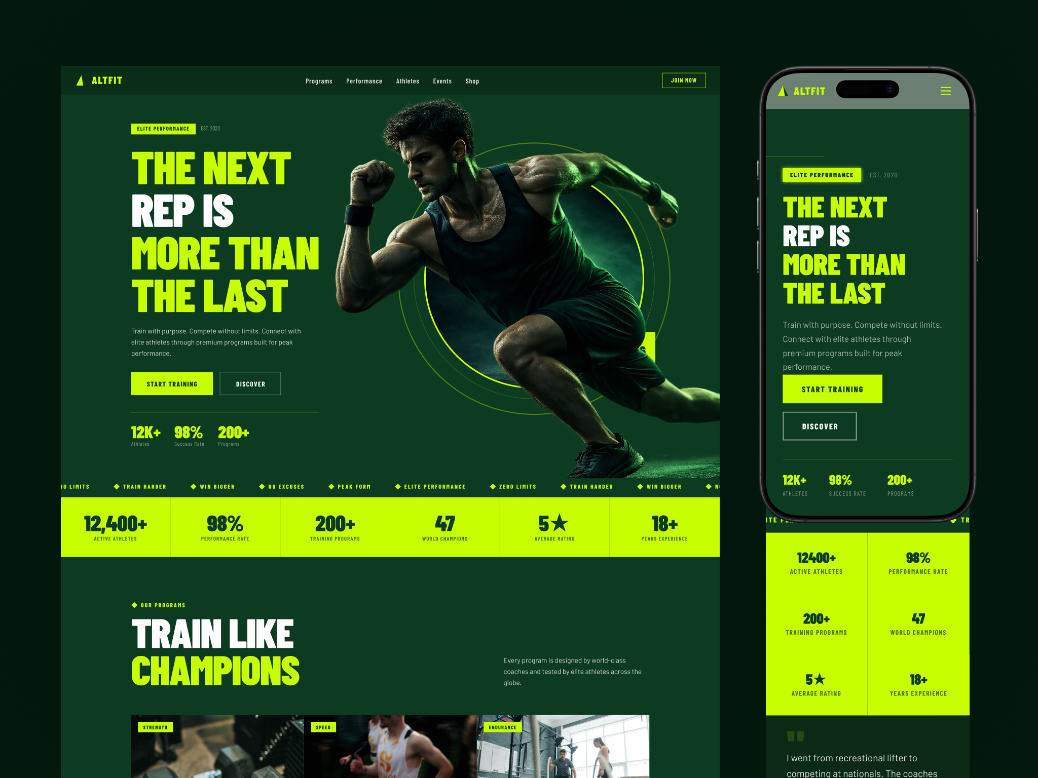 Elite Fitness Training Website | Responsive UI UX Design | Figma animation design figma fitness graphic design landing micro interactions minimlistic mobile app ui ux website