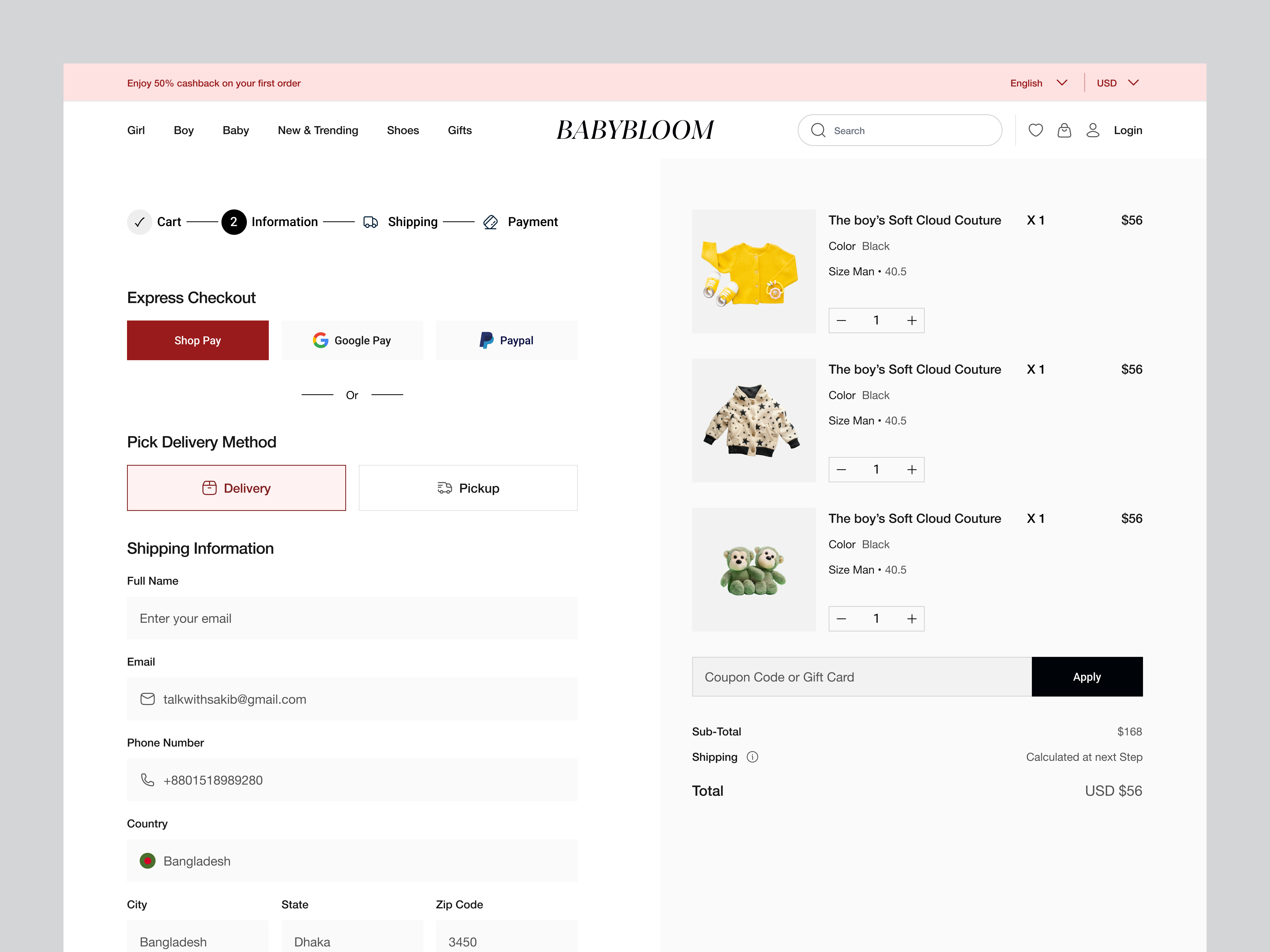 eCommerce Checkout Flow UI Design