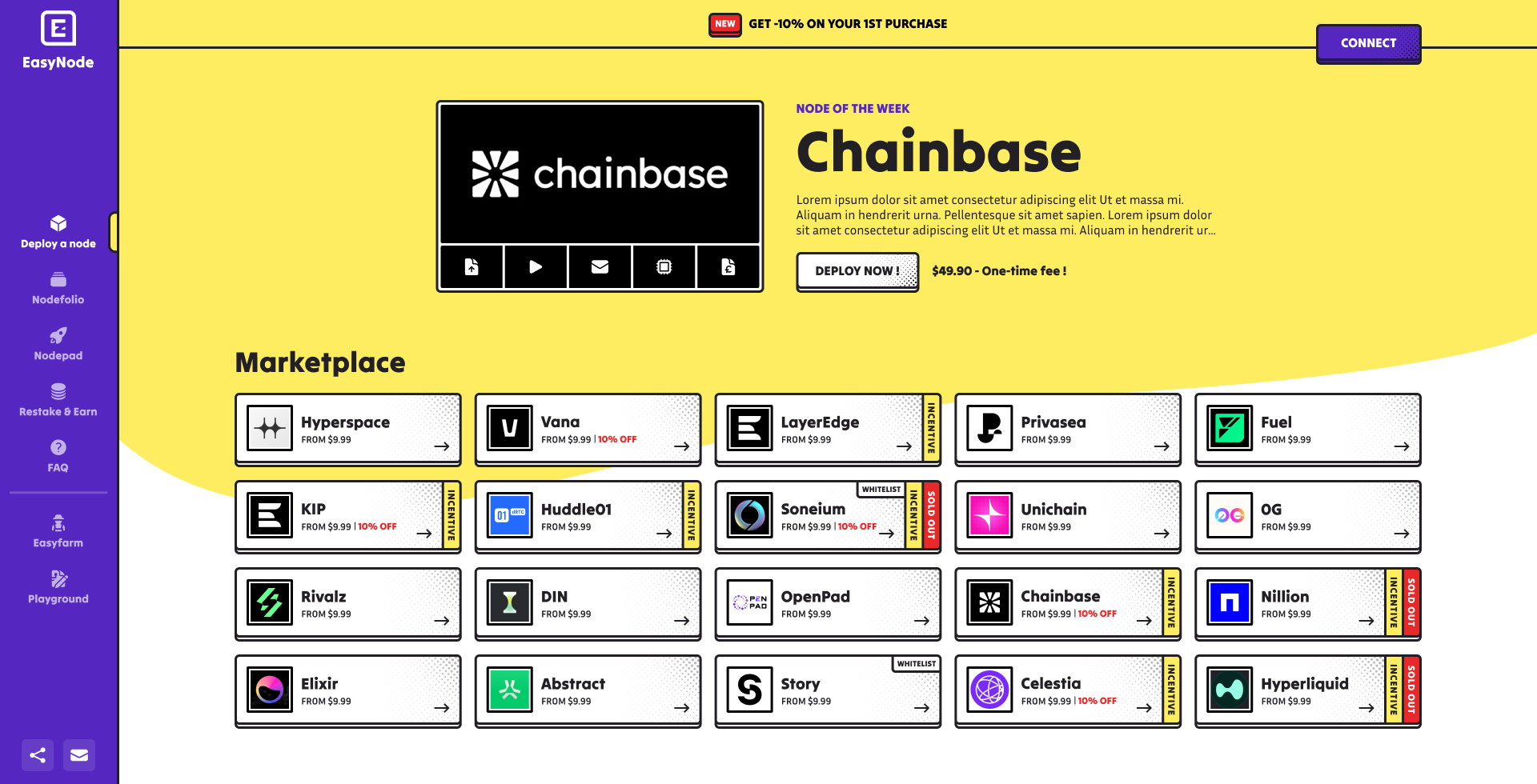 Easynode Marketplace blockchain branding crypto graphic design marketplace ui web design