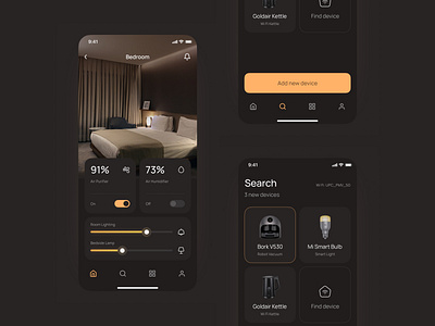Smart Home Mobile App android app concept dark design ios smart device smart home ui ux