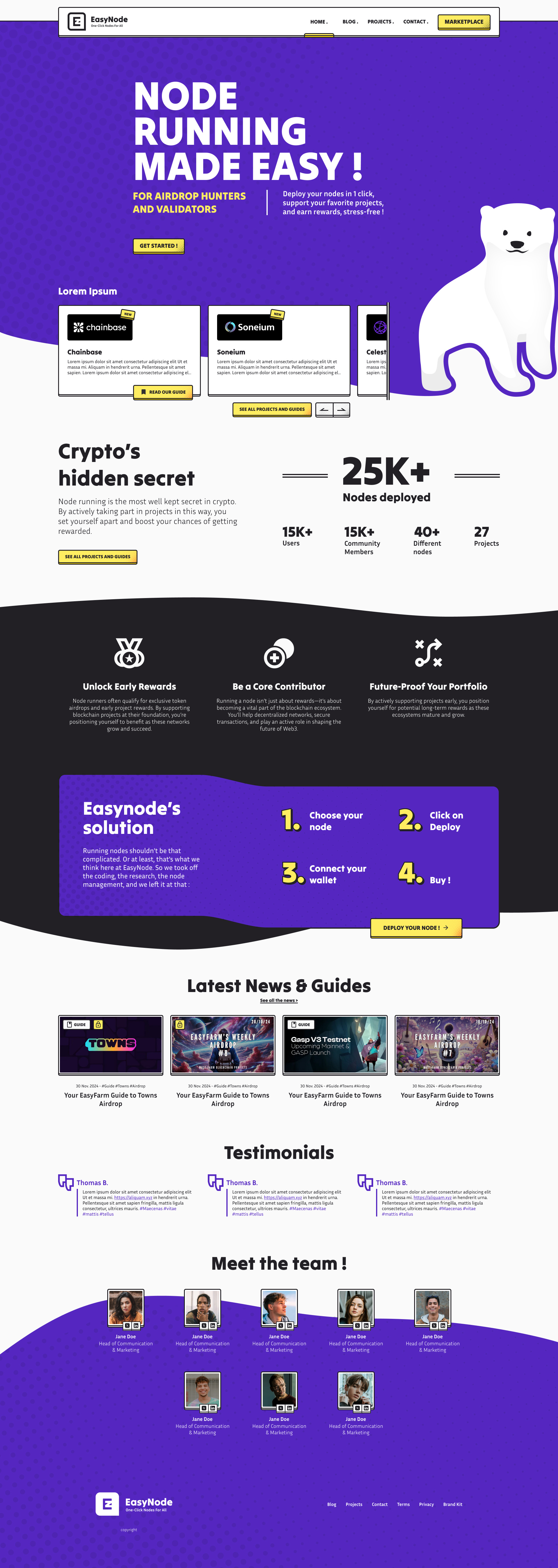 Easynode Landing branding graphic design mascot texture ui web design
