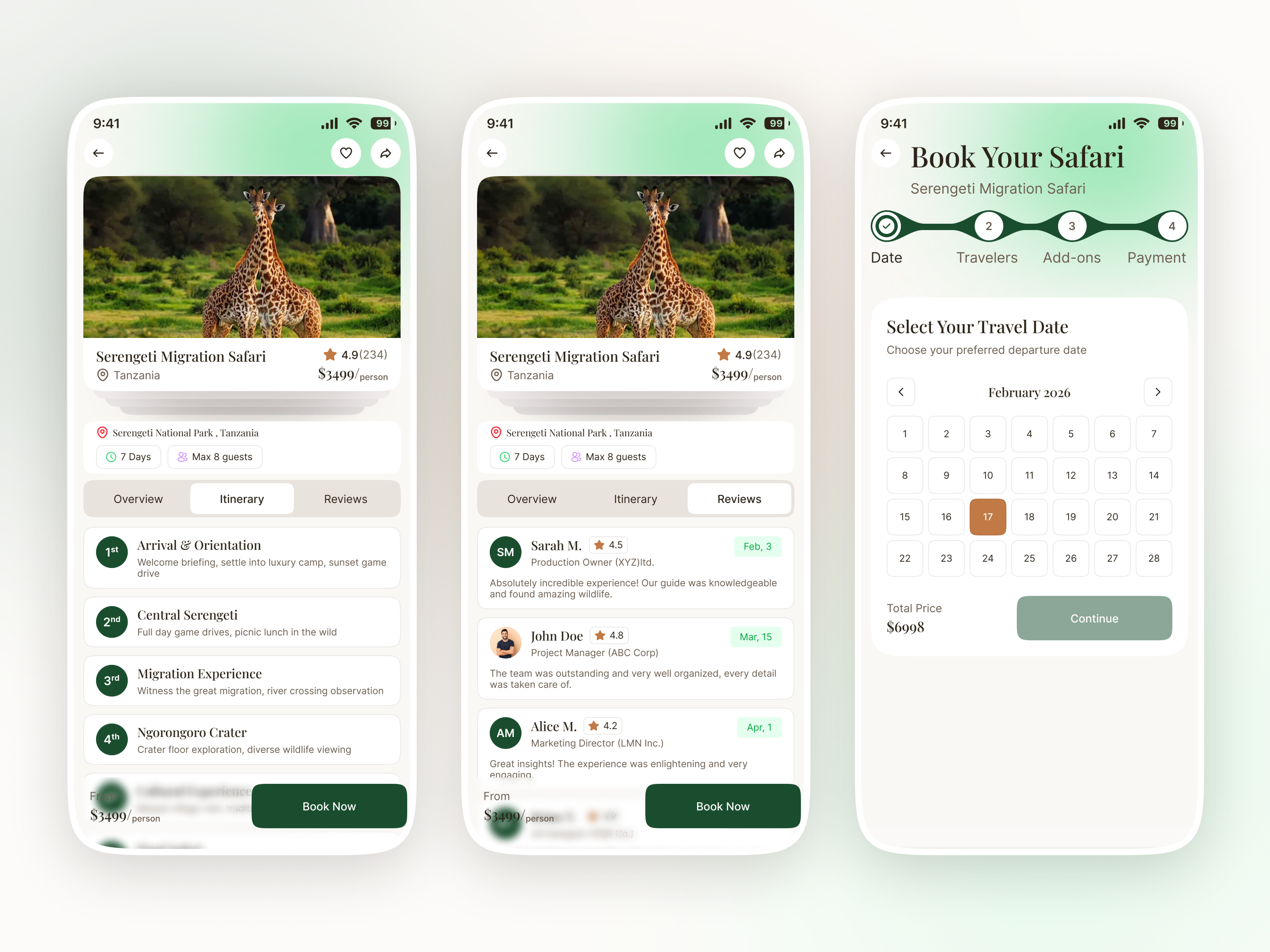 Premium Safari Booking Platform Mobile Apps
