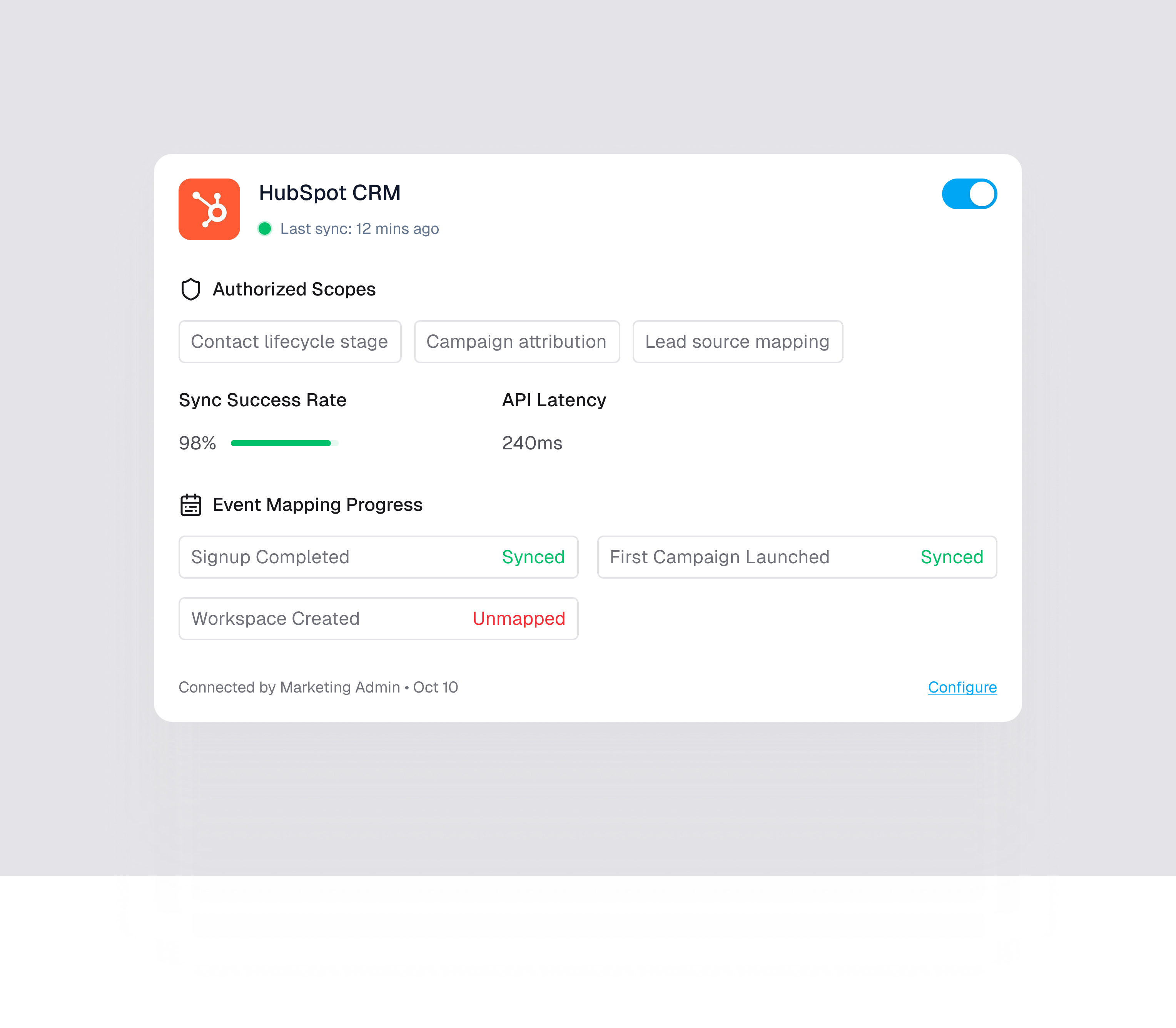 Cards card cards crm hubspot integration integrations sync