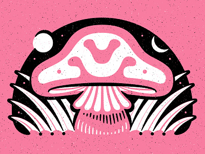 A&M Mushroom champignon design illustration lettering limited color logo logotype monogram mushroom plant screen print symmetrical texture typography