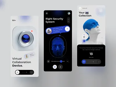 Virtual Collaboration Device App Concept camera capture concept control design device document exploration iphone 14 lamp minimal mobile app product projector remote scanner smartapp technology ui ux