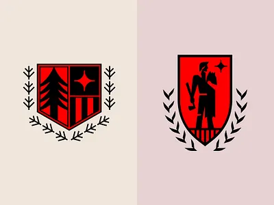 Soccer Theme Emblem axe bar branch branding emblem football forest human laurel logo pioneer shield soccer sports star statue stripes venue wood