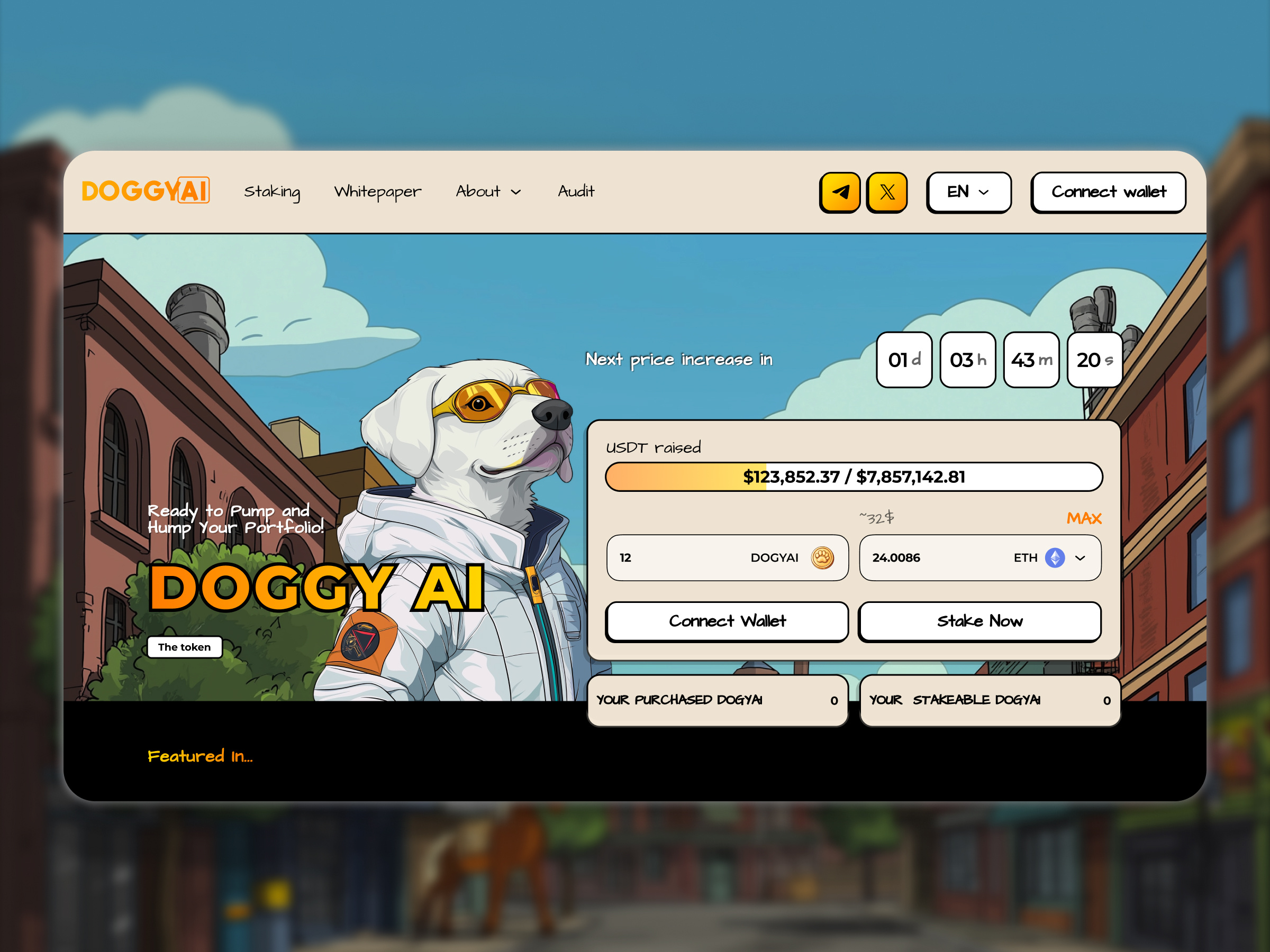 Doggy AI Staking Token Sale Landing Page Design