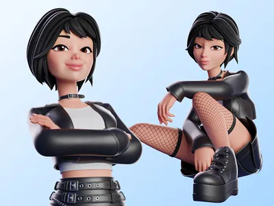 Jacky 3d blender branding cartoon cute design emo female girl illustration illustrations k pop render stylized teen threedee ui young
