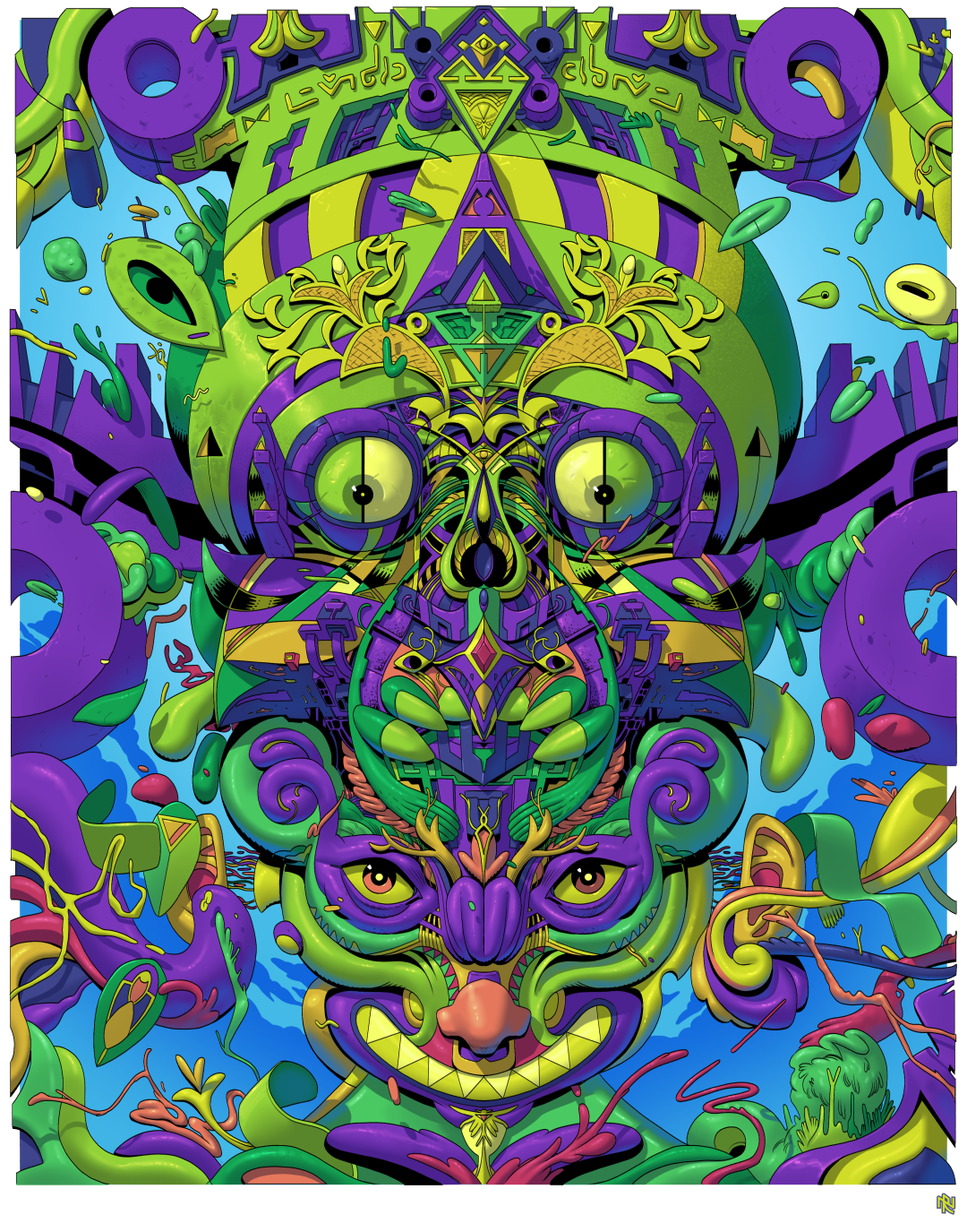 Watcher - Redux alien being clip studio paint colorful creature illustration monster strange trippy watcher weird