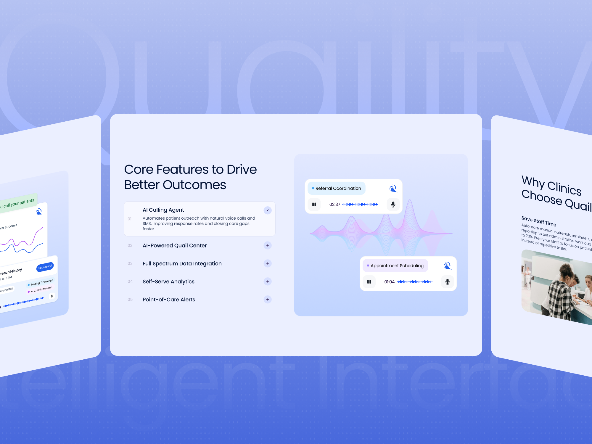 Quaility | AI-Powered Healthcare SaaS Interface ai b2b figma framer landing page redesign responsive design saas startup ui ux webdesign webflow website website design wordpress