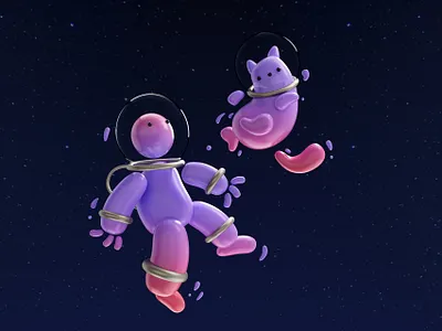 Space cat 3d 3d illustration character design cinema 4d illustration ilustracion