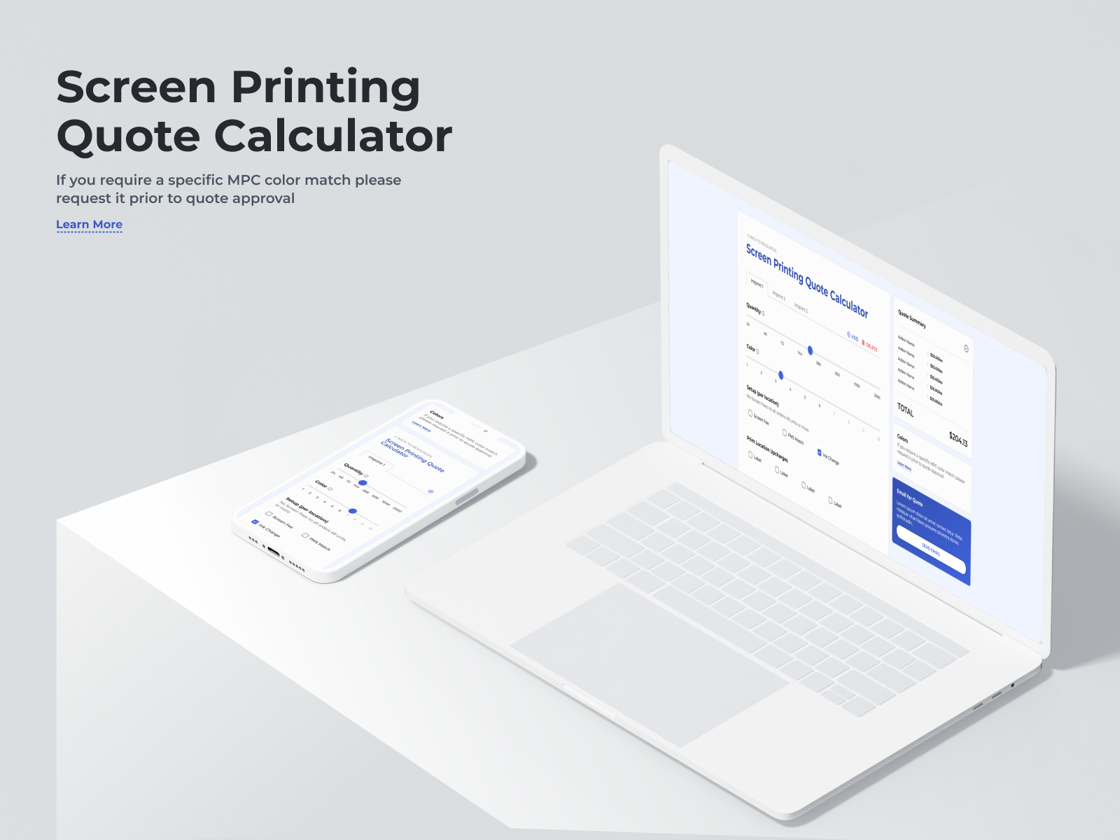 Screen Printing Quote Calculator by Saif Uddin on Dribbble