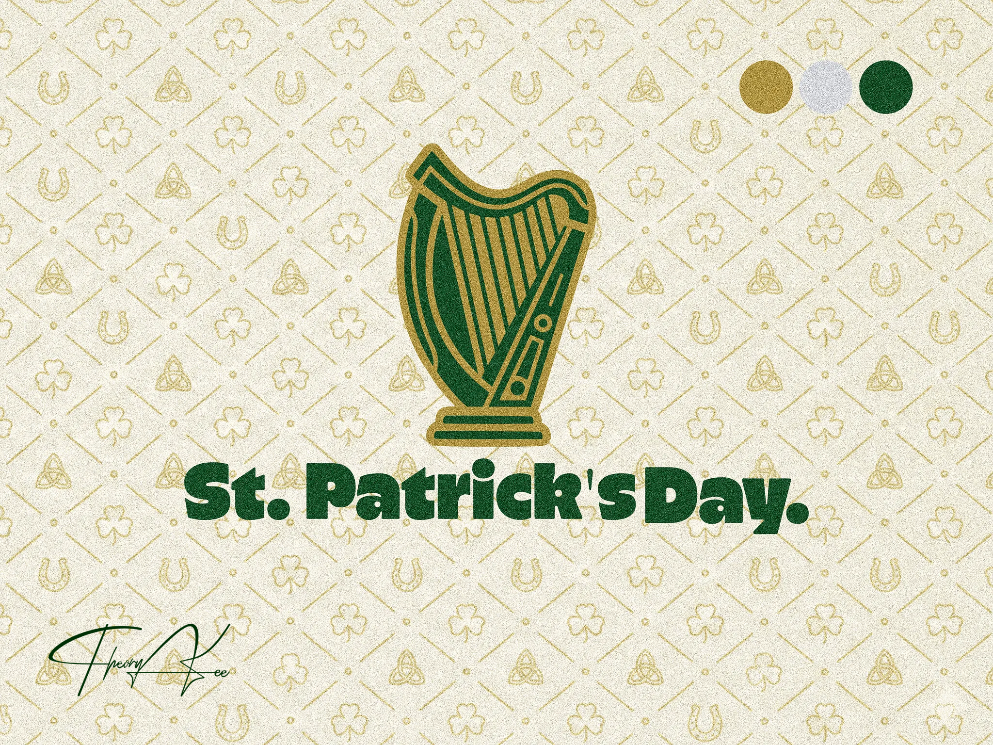 St. Patrick’s Day | Mini Brand Identity & Logo Design branding dribbble warm up dribbble weekly warm up gold grain graphic design green harp ireland logo lucky minibrand patterndesign shamrock st. patricksday. stpatricksday theorykee typography vectorart visualidentity