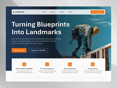 Construxa - Contractor Website construction landing page construction website contractor landing page contractor website landing page ui design web design website