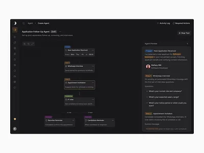Jaicob — Recruitment Agent Builder ai branding clean design dashboard graphic design illustration morva morvalabs motion graphics navigation product design recruitment recruitment ai saas ui ui design web component web design website ui